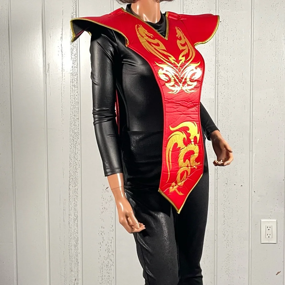 ***Unisex Red Ninja Samurai Dragon Armour Costume Halloween  Sz M